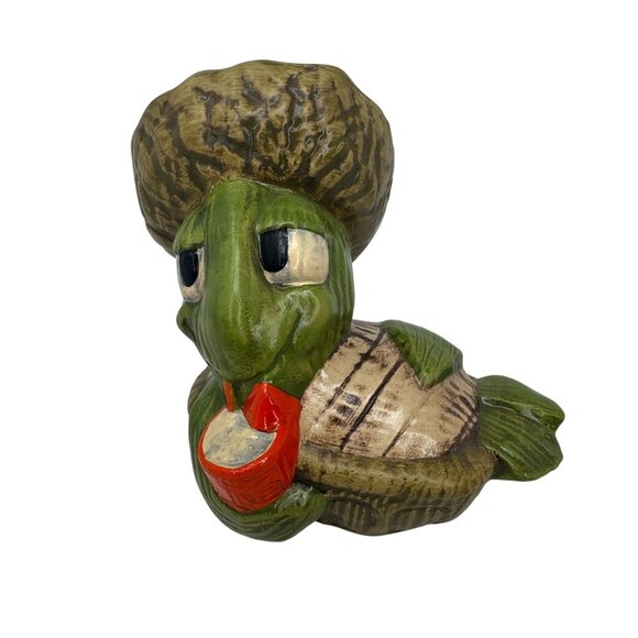 Tiki Tony Luau Louie Cocktail Sippin Chill Beach Turtle Ceramic Tiki Mug - Picture 1 of 7